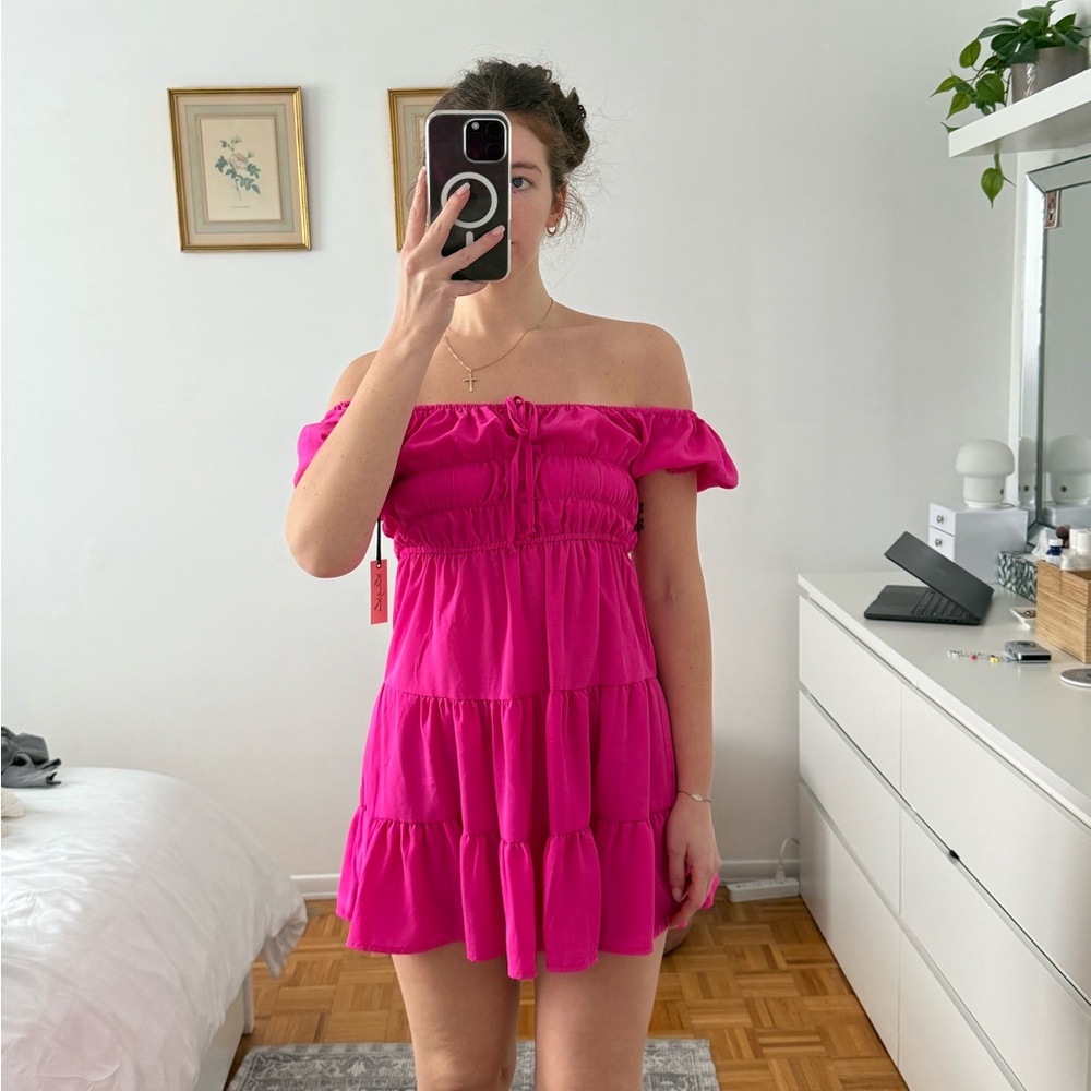 NWT! Liberty Love Fuchsia Mini Dress - Picture 9 of 9